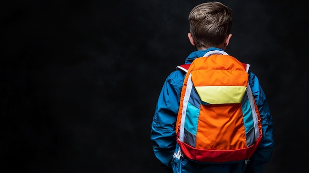 a boy with a jacket that has the word quot on it