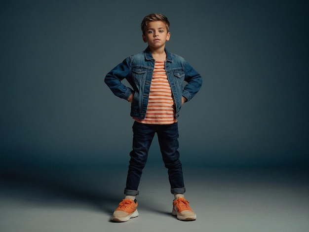 a boy with sneakers Standing with one hand on hip and 3_1