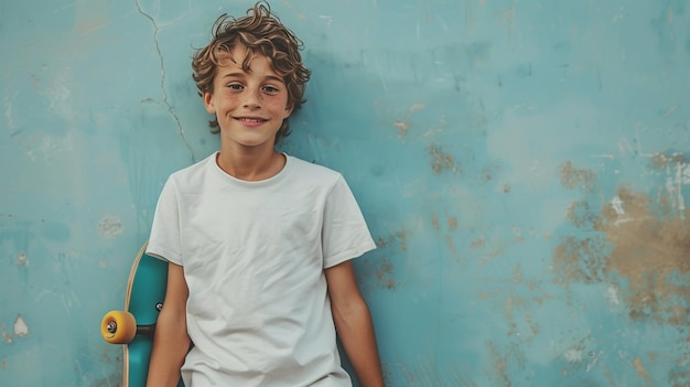 Photo a boy with a white shirt that says  he is smiling