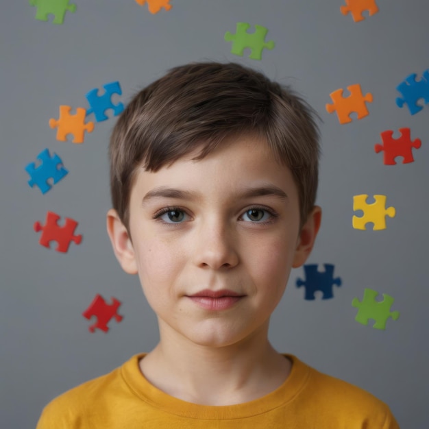 Photo a boy with a yellow shirt that says quot jigs quot on it