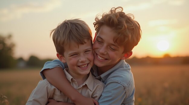 Photo boys hug on friendship day