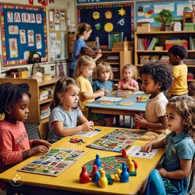 boys playing in classroom back to school