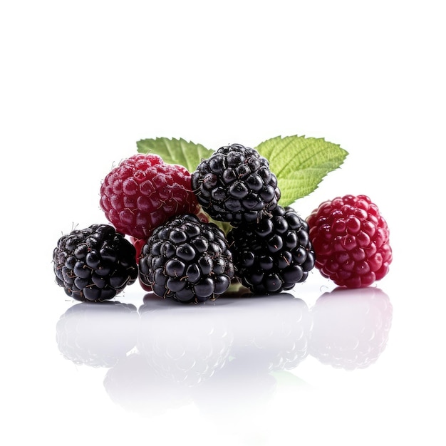 Boysenberries isolated on white background generative AI