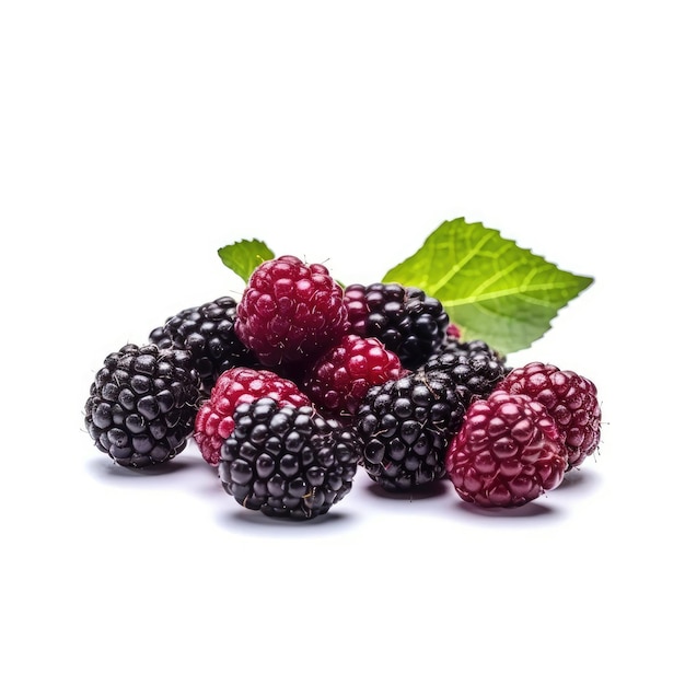 Boysenberries isolated on white background generative AI