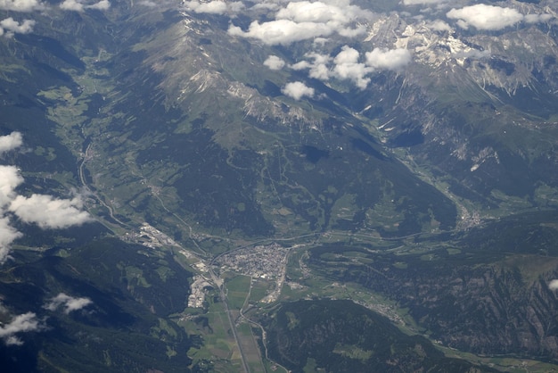 Bozen bolzano aerial view from airplane