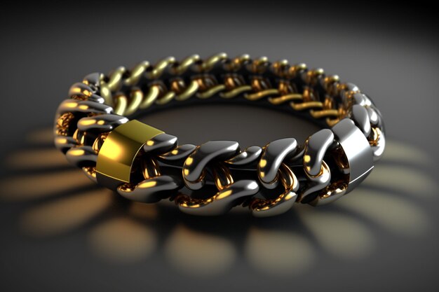 A bracelet made of gold and silver.