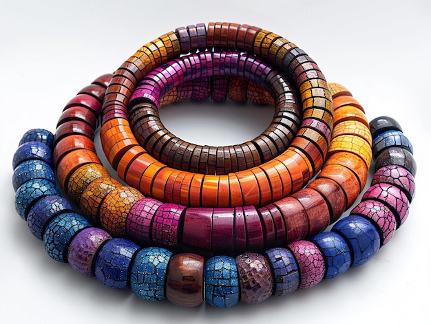 a bracelet made of multicolored beads is shown