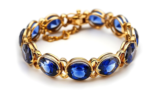 a bracelet of sapphires with a gold band