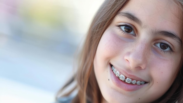 braces on teeth Beautiful red lips and white teeth with metal braces A girls smile