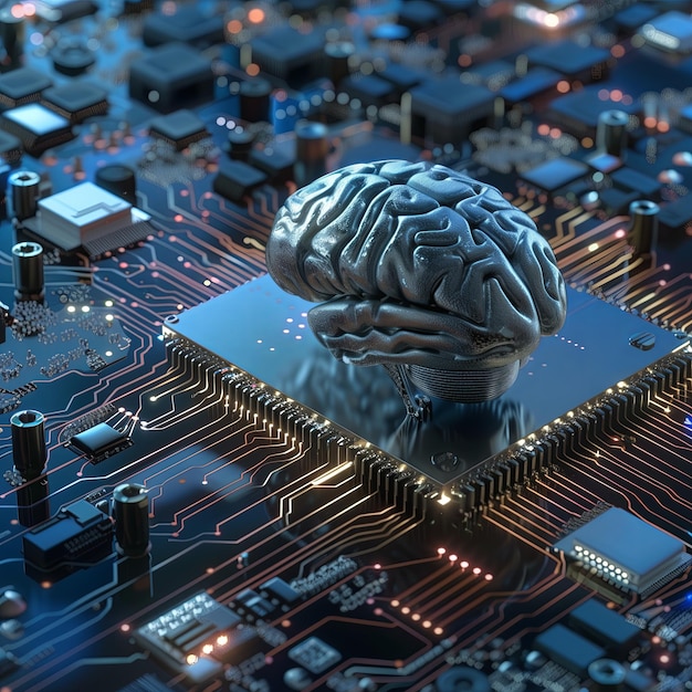 Brain circuitry network concept Futuristic artificial intelligence processor digital data