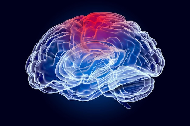 Brain disease of parietal lobe concept 3D rendering