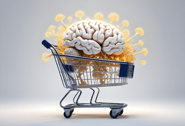 brain inside shopping cart