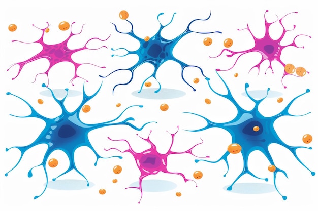 Photo brain lightbulb with colorful neuron connections displaying the vibrant networks of mental activity