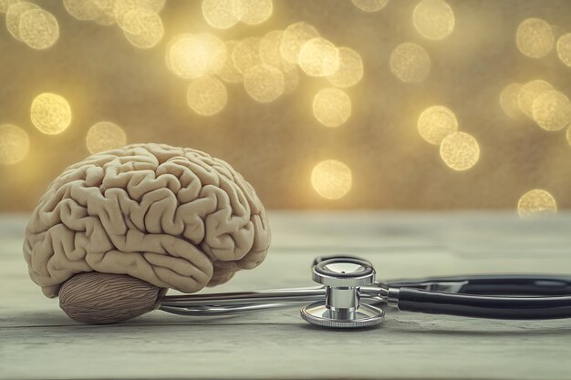 Photo brain and medical tools light bokeh