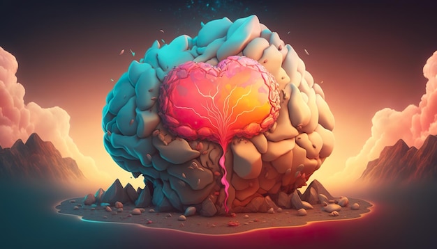 Brain mind surrealism Creative illustration Ai Generate