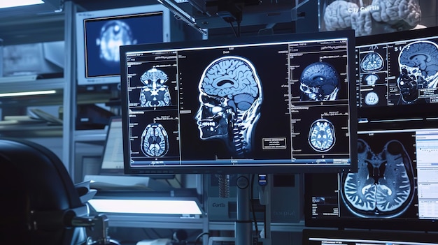 Brain MRI scan displayed on computer screen