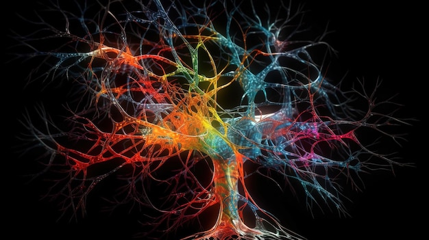 Brain neuron Bright color ultra realistic Generative Ai