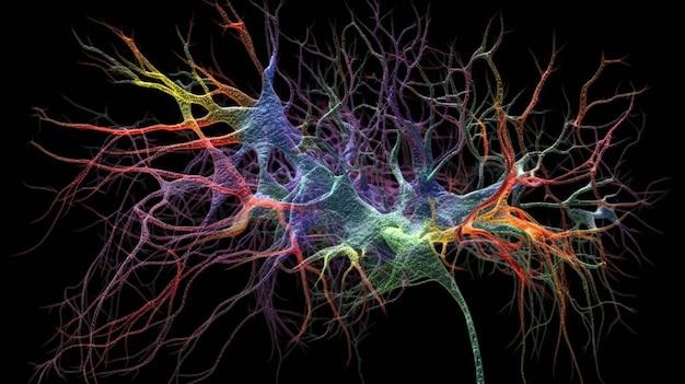 Brain neuron Bright color ultra realistic Generative Ai