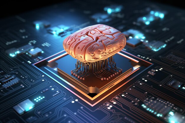 Photo a brain shaped like brain is on a piece of technology