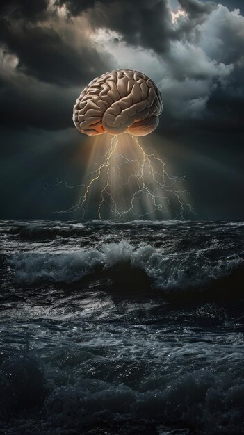 Photo brain in a stormy sea