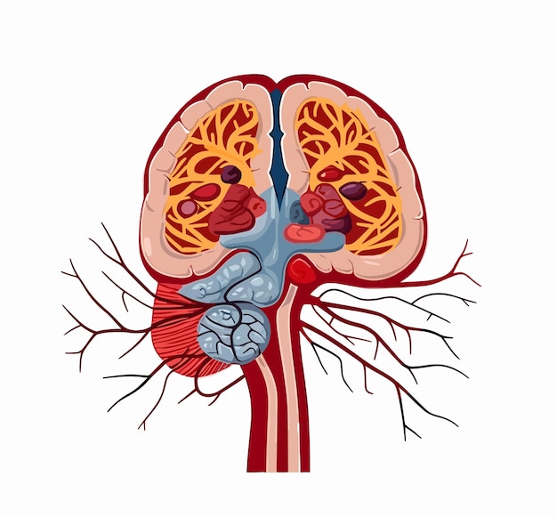 Brain on white or transparent background flat illustration AI Generated illustration