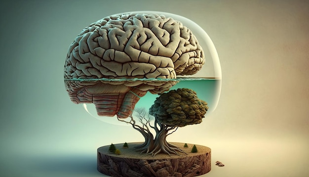 A brain with a tree inside it