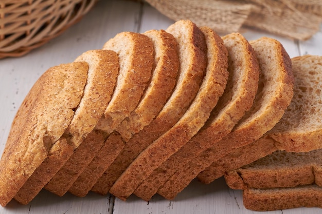 Bran bread on white background