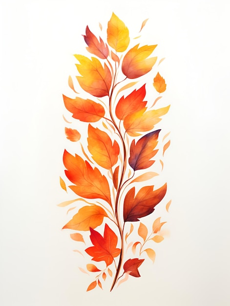 Branch of autumn leaves isolated on white Autumn watercolor illustration for greeting cards ads invitation decorations social media promotional materials postcards Autumn fall banner AI