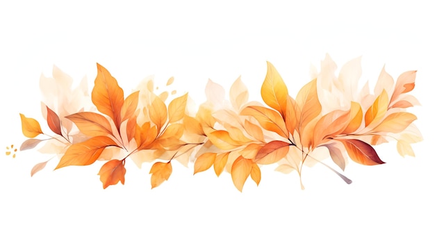 Branch of autumn leaves isolated on white Autumn watercolor illustration for greeting cards ads invitation decorations social media promotional materials postcards Autumn fall banner AI