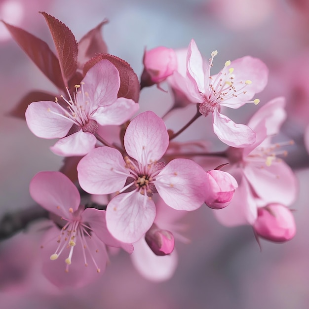 Photo branch of beautiful pink flowers