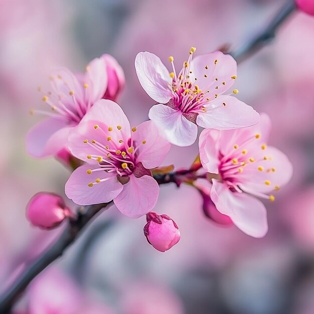 Branch of Beautiful Pink Flowers