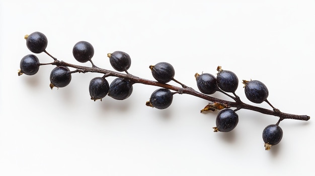 Photo a branch of blackberries with a white background