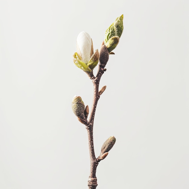 Branch of cherry blossoms on white background