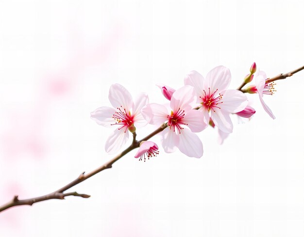 Photo a branch of a cherry tree with pink flowers