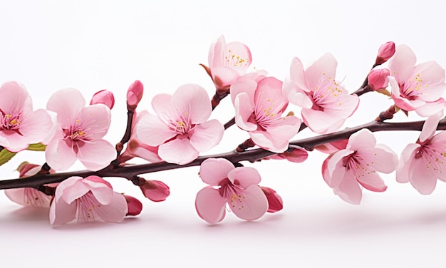 Photo a branch of a cherry tree with pink flowers