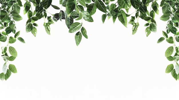 Photo a branch of green leaves with a white background