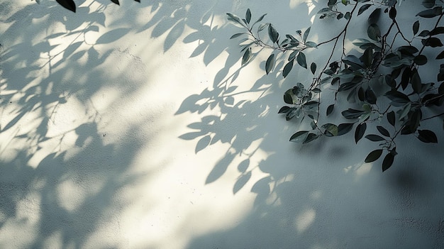 Branch and Leaf Shadows on a White Wall