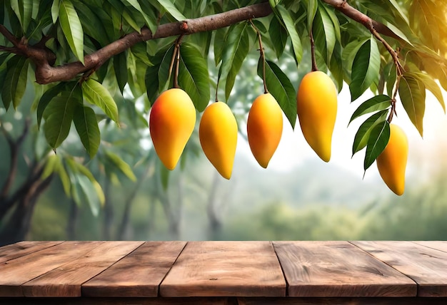 a branch of mangoes hangs from a tree