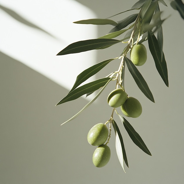 a branch of an olive tree with olives hanging from it