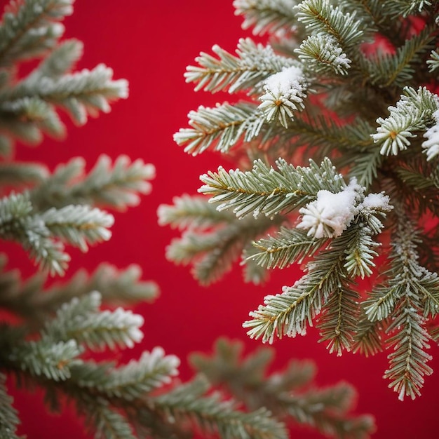 Photo a branch of a pine tree with snow on it