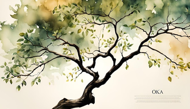 Branch tree water color on paper