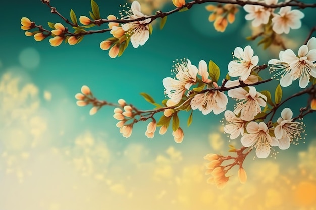 A branch of a tree with white flowers