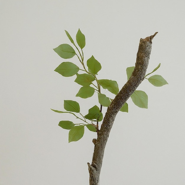 Photo a branch with a bird on it that is on a white background