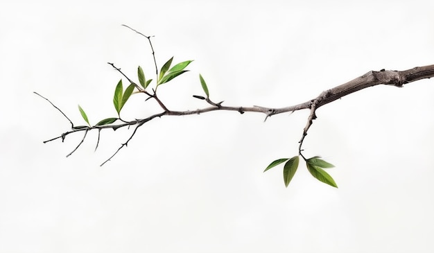 Photo a branch with a green leaf that has a few leaves on it