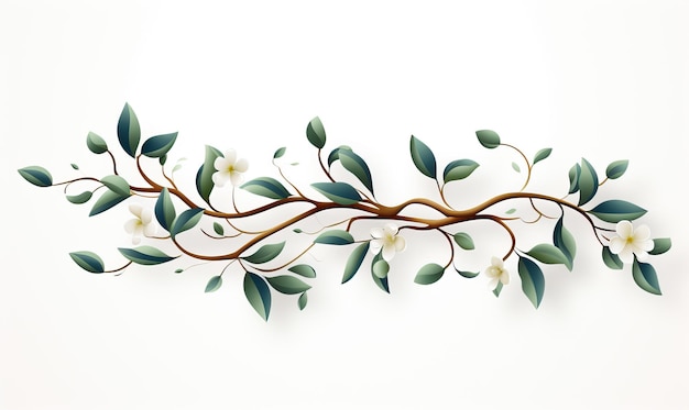 Photo branch with leaves and berries isolated on a white background