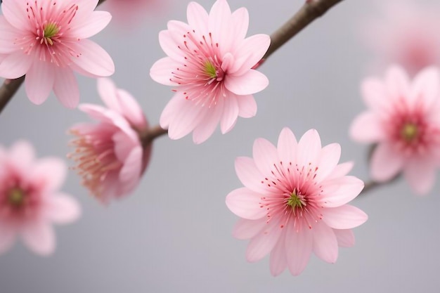 Photo a branch with pink flowers on it and the word cherry on it