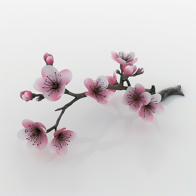 Photo a branch with pink flowers on it and the word cherry on it