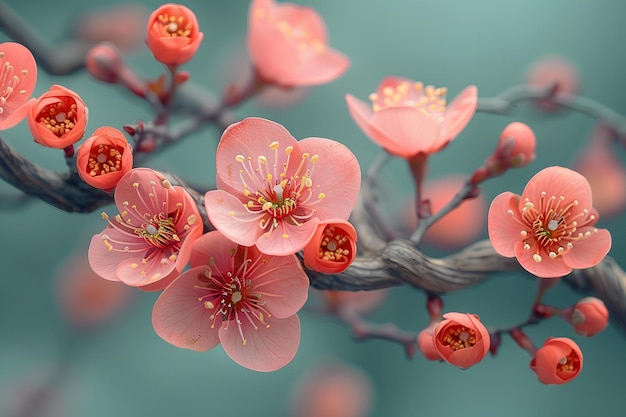 a branch with pink flowers that say  spring