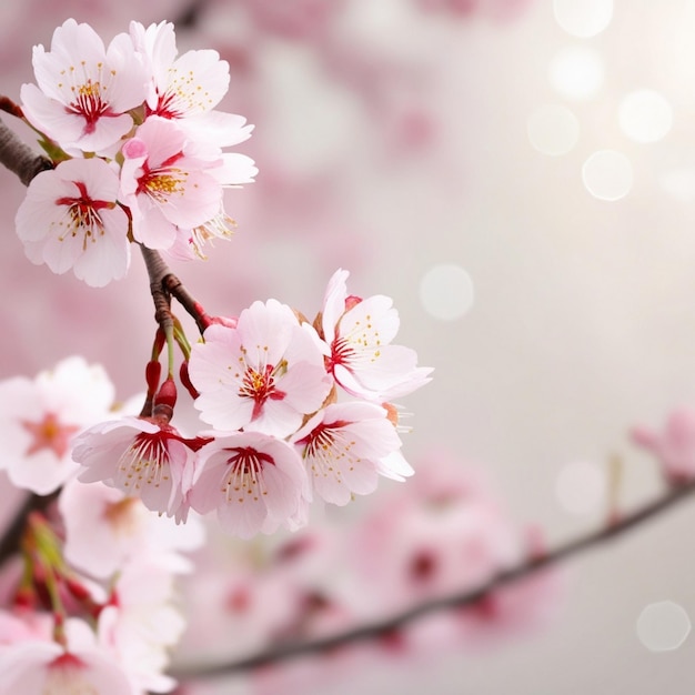 a branch with pink flowers and the word cherry on it