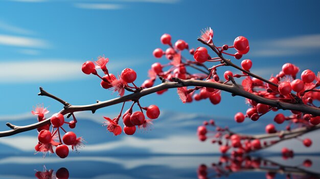 A branch with a red berry on it clean view